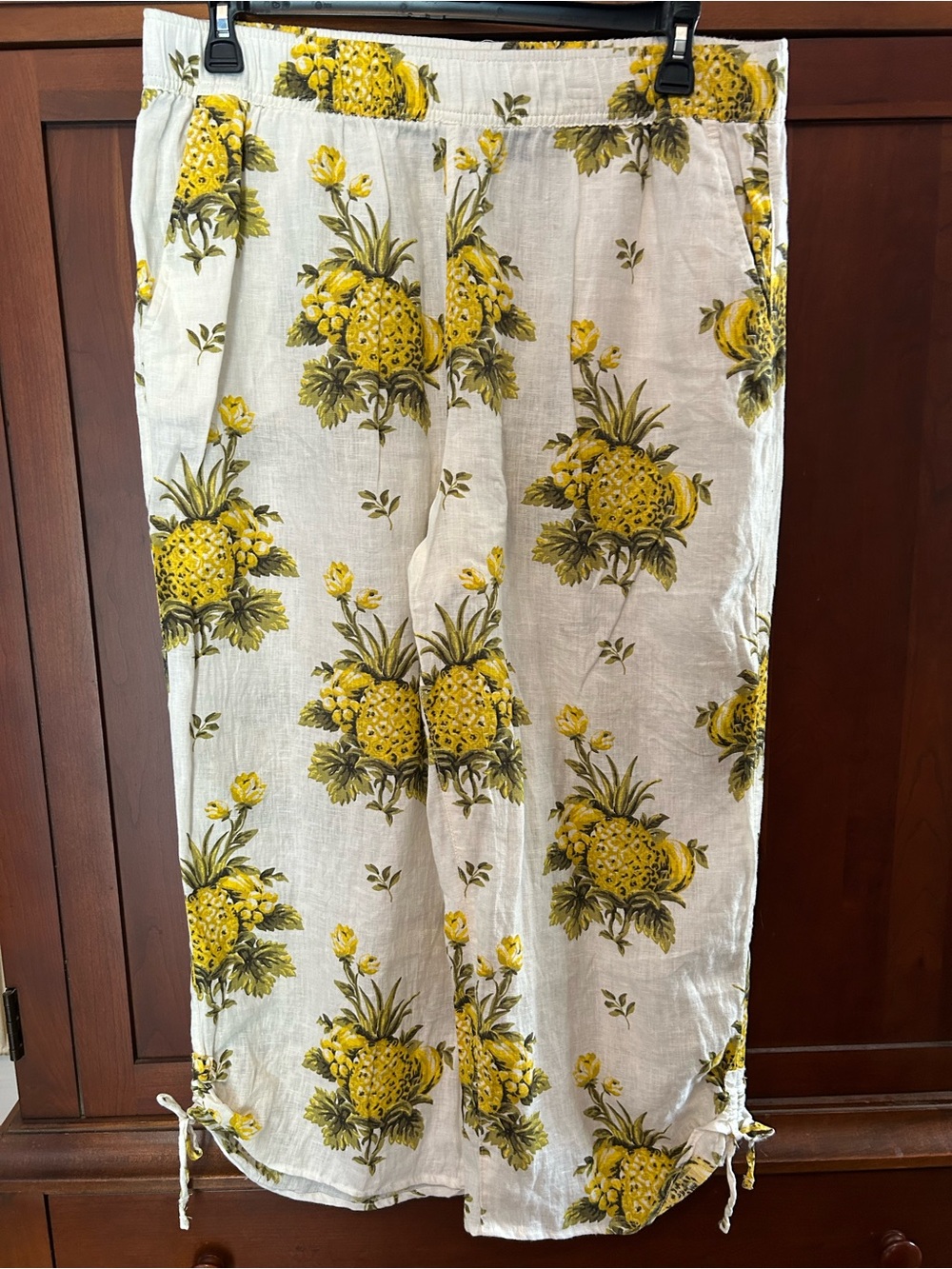 Tahari xl Women’s Pineapple Print Linen Pants - Yellow